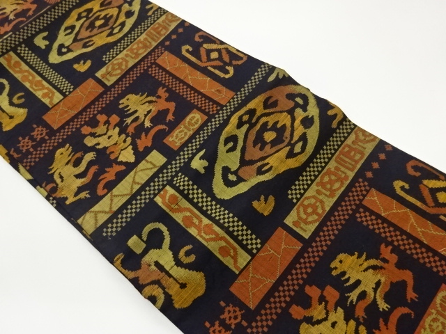 JAPANESE NAGOYA OBI / WOVEN ABSTRACT ANIMALS